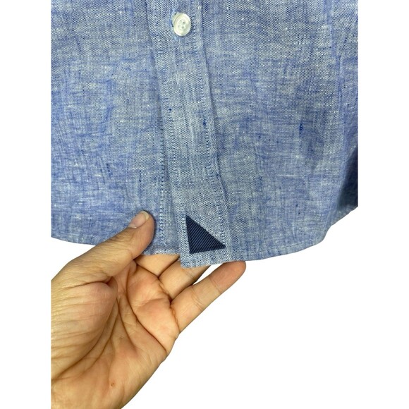 UNTUCKit Wrinkle Resistant 100 % Linen Long Sleeve Button Down Shirt XXL Blue - Picture 7 of 11